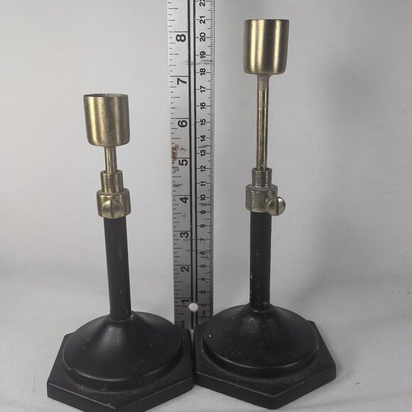 Hearth & Hand Magnolia Candle Holders 2 Black & Brass Taper Sticks Adjustable - Picture 3 of 10